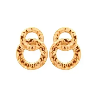 Oriana France anneaux martelés boucles plaqué or 18 carats
