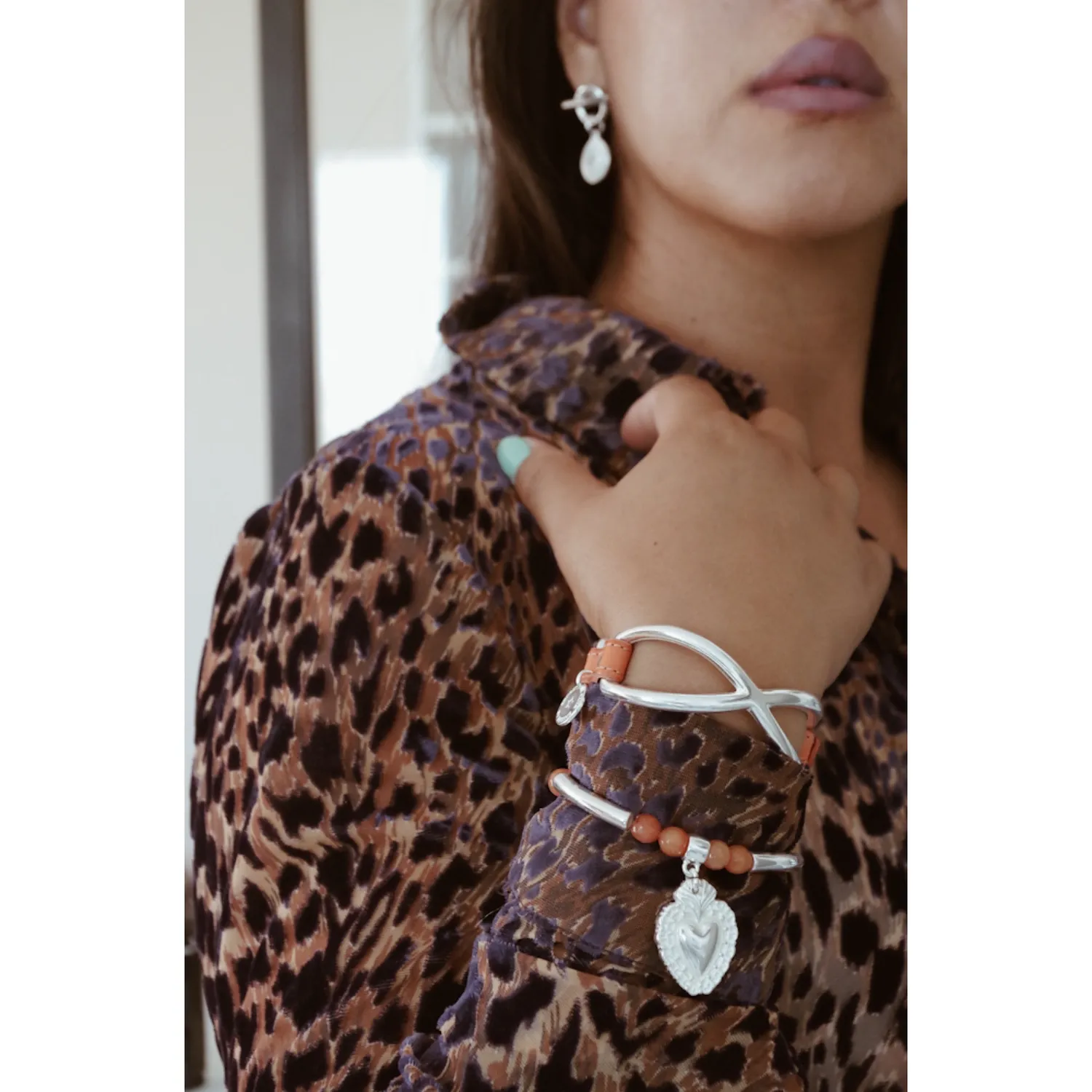 Secret de Cuir N°1349 bracelet cuir infini argenté