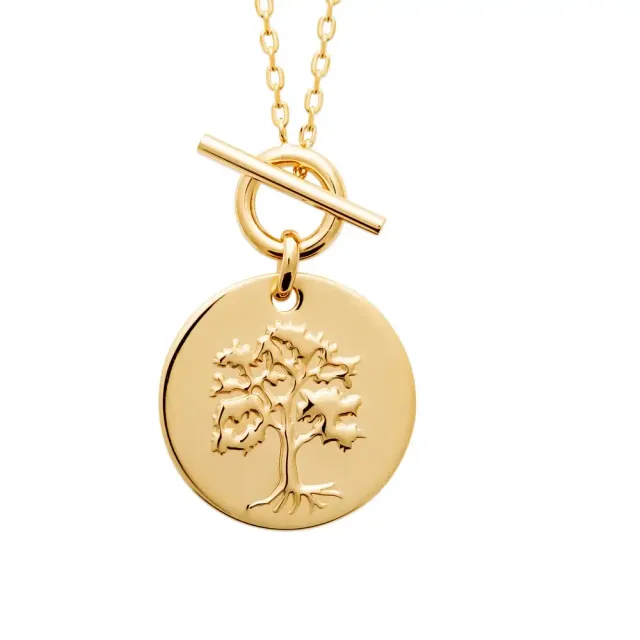 Oriana France Arbre de Vie collier plaqué or médaillon