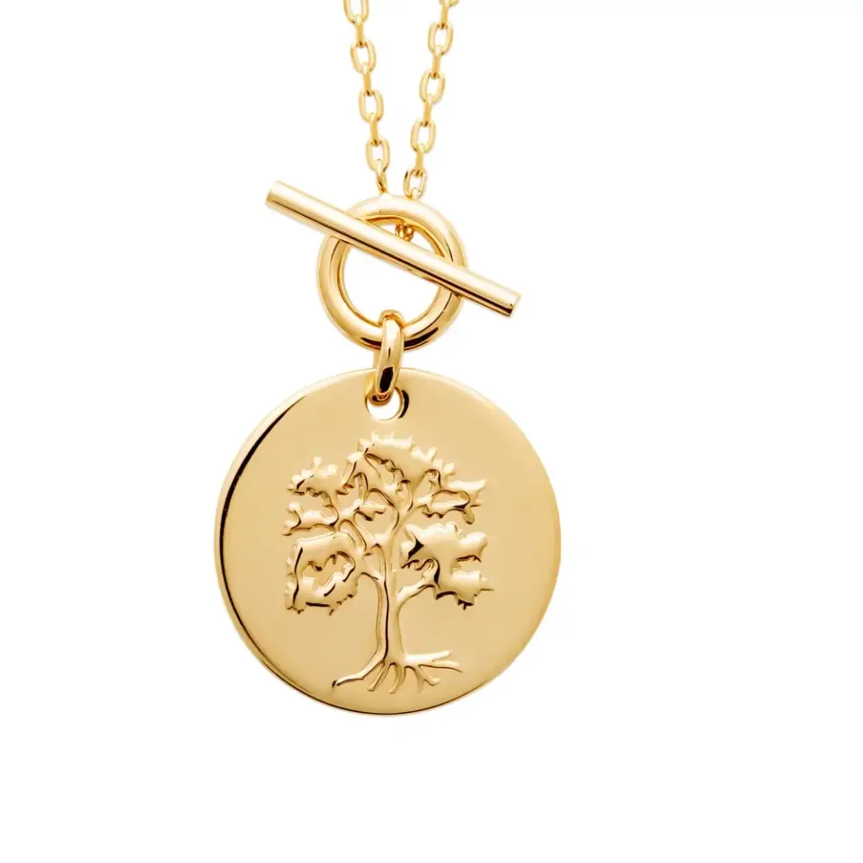Oriana France Arbre de Vie collier plaqué or médaillon