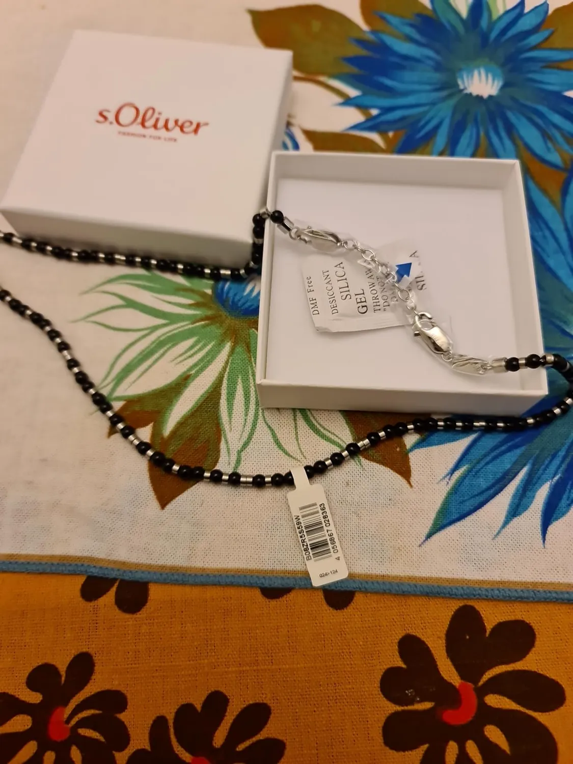 s.Oliver collier homme acier noir bicolore