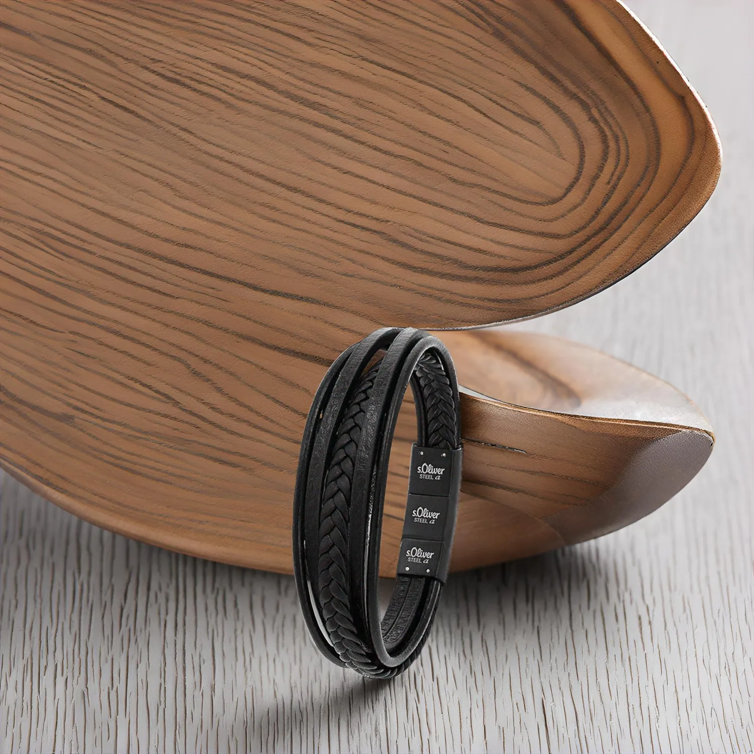 s.Oliver Bracelet Homme Cuir Acier Classique