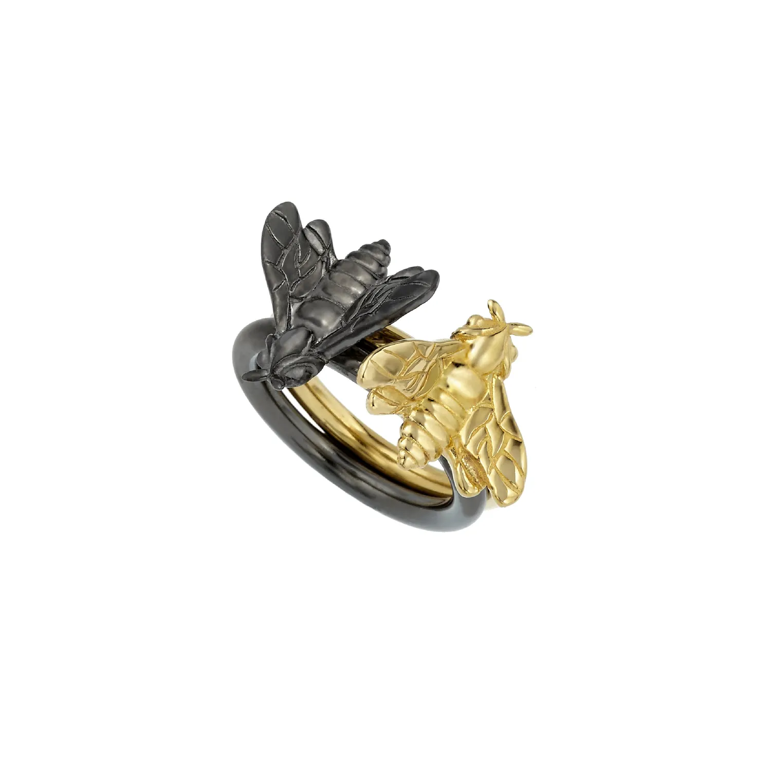 Lorella Tamberi Canal Bee Queen Single Bee Ring bague noirci