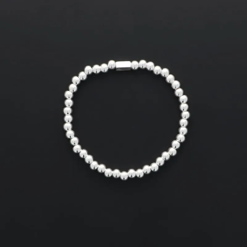Secret de Cuir N°1342 bracelet perles élastique argenté