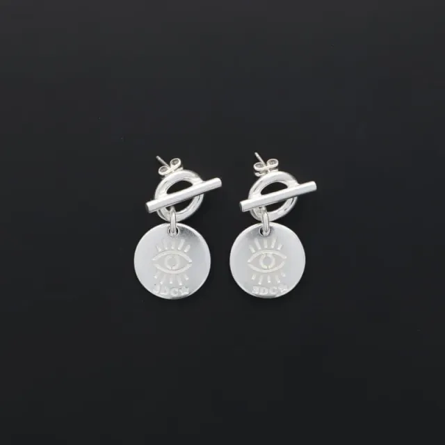 Secret de Cuir N°1322 boucles d'oreilles œil argent plaqué