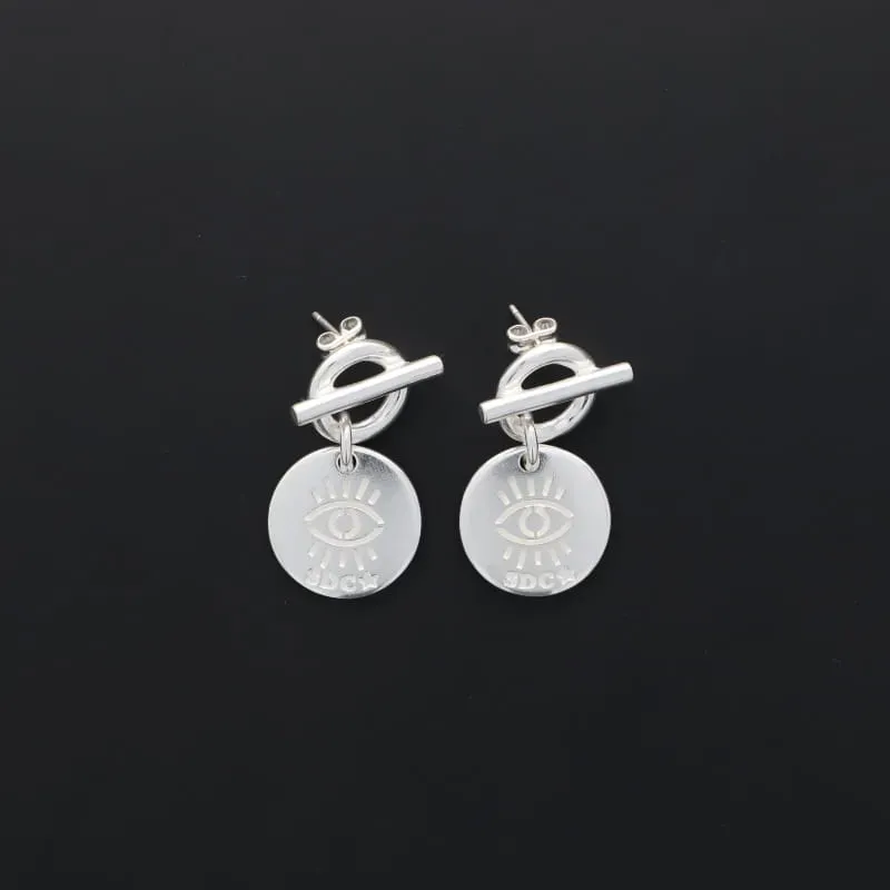 Secret de Cuir N°1322 boucles d'oreilles œil argent plaqué
