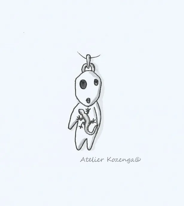 L'Atelier Kozenga Kodama pendentif argent salamandre
