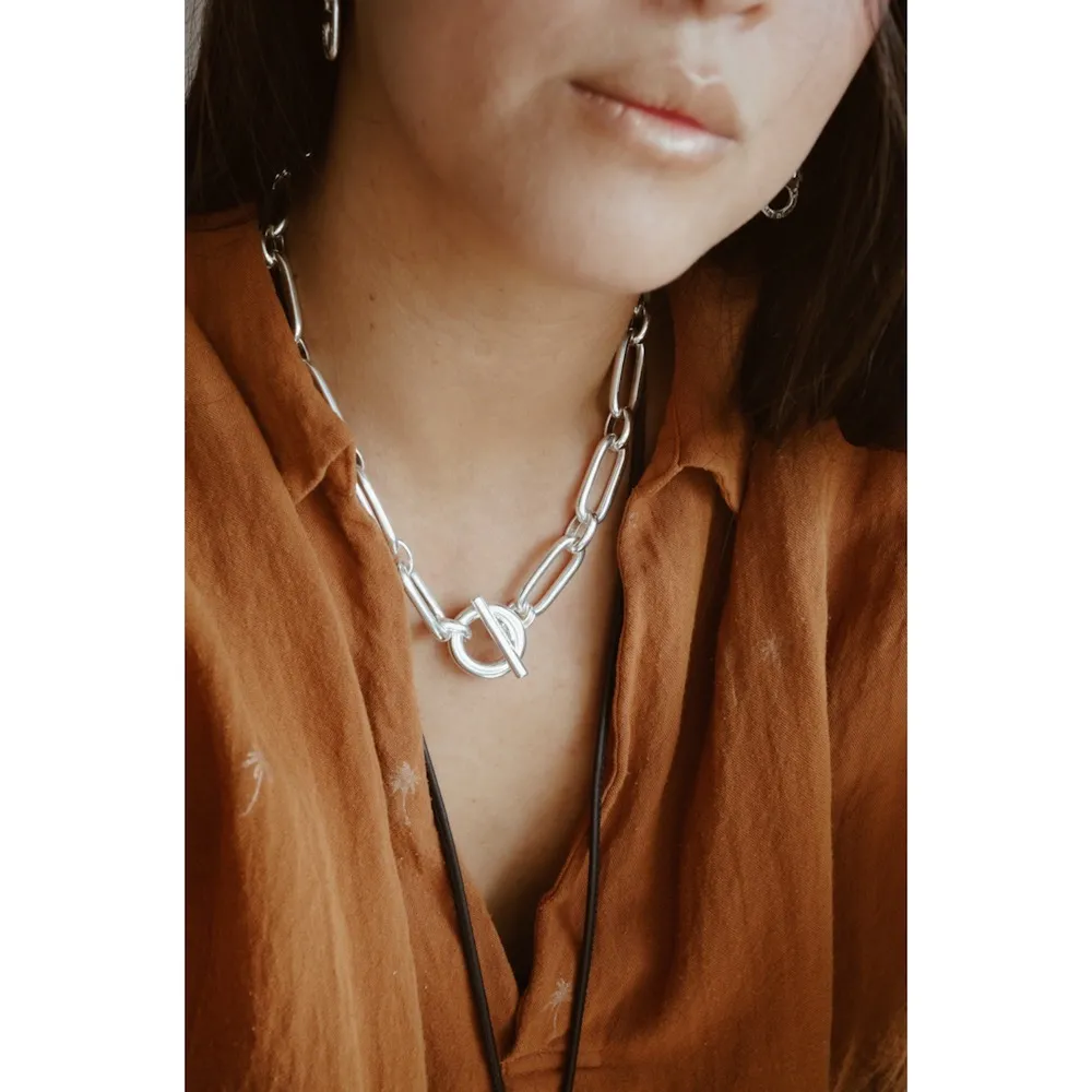 Secret de Cuir N°458 collier rectangles argenté