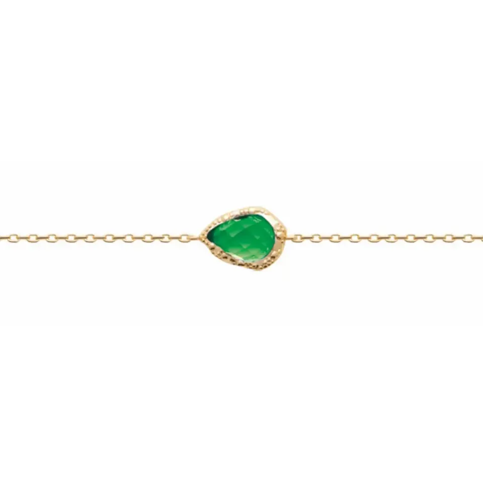 Oriana France émeraude poire bracelet plaqué or 18 carats