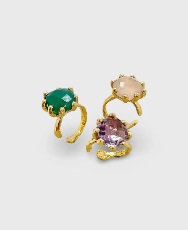 Elise Tsikis Hyma earcuff pierre verte onyx 1,5 cm