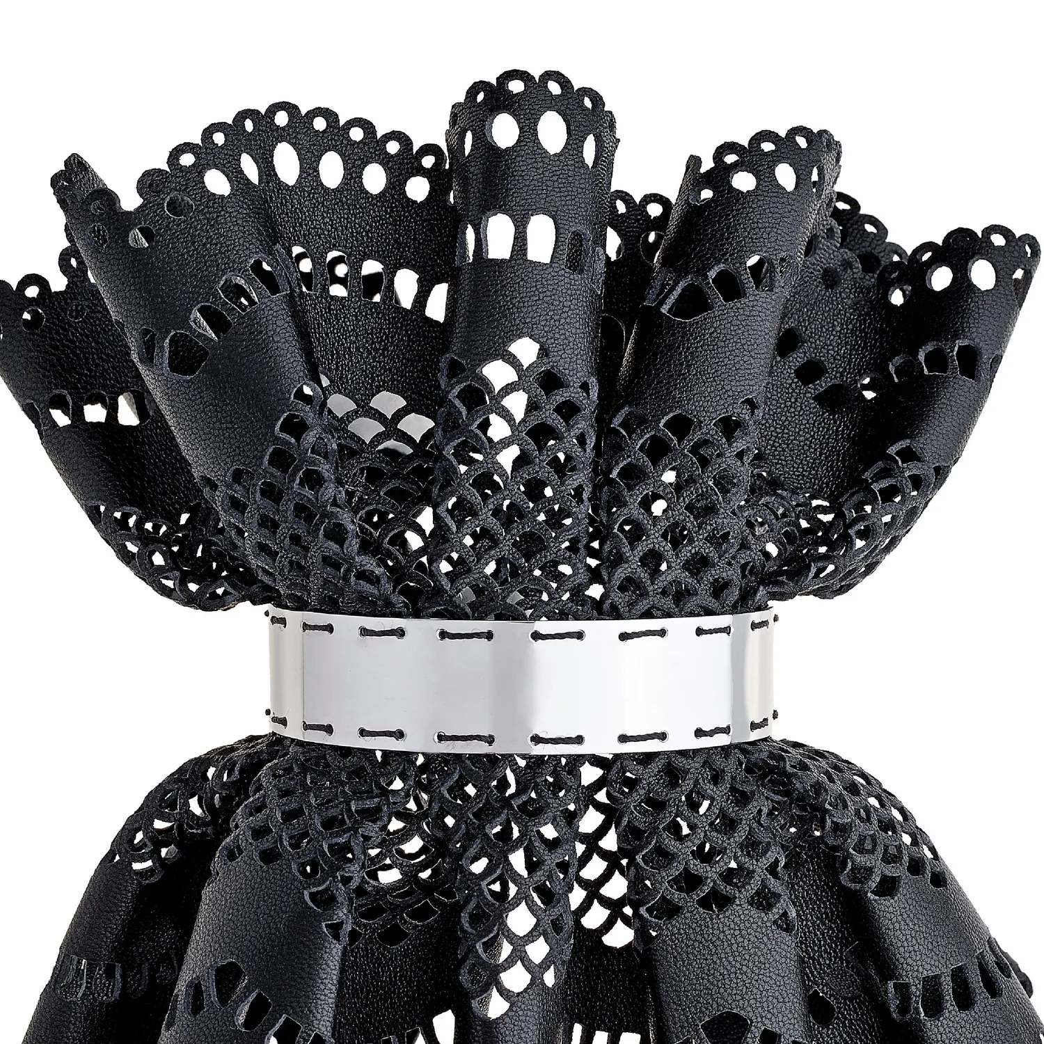 Lorella Tamberi Canal Victoria manchette cuir noir argent rhodié