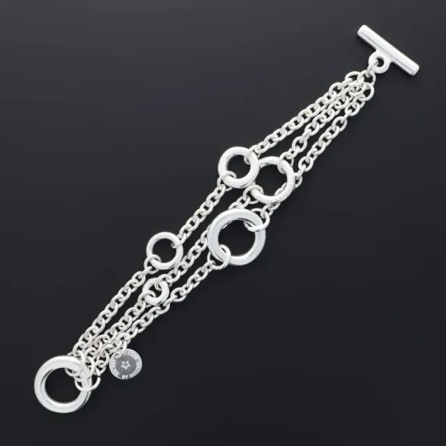 Secret de Cuir N°1408 bracelet 6 bouées argenté M L