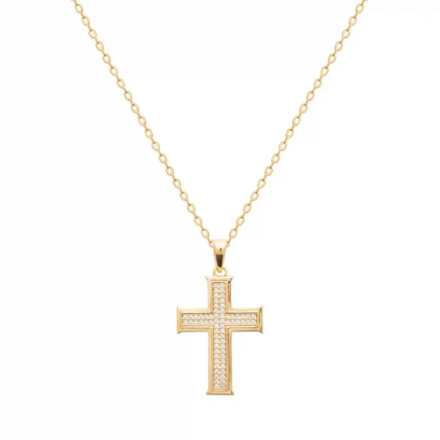 Oriana France pendentif croix chrétienne plaqué or pierres