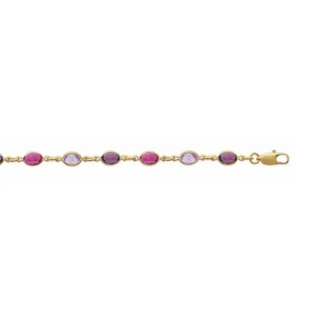 Oriana France cristaux violets bracelet plaqué or