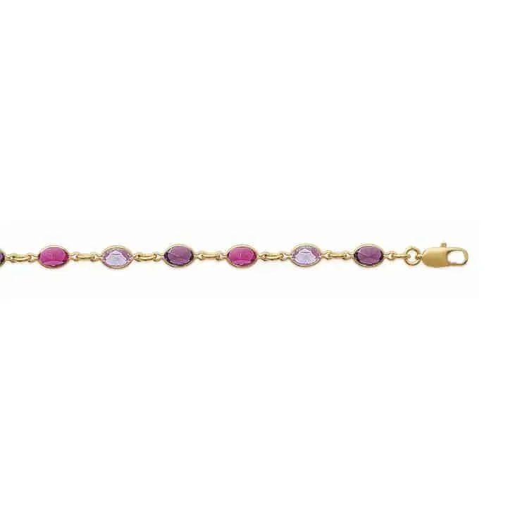 Oriana France cristaux violets bracelet plaqué or