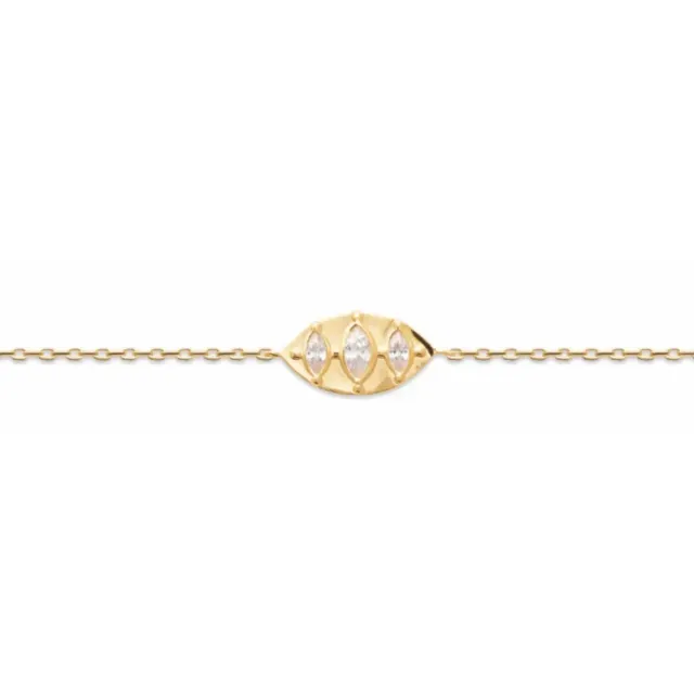Oriana France losange bracelet plaqué or 3 zircons