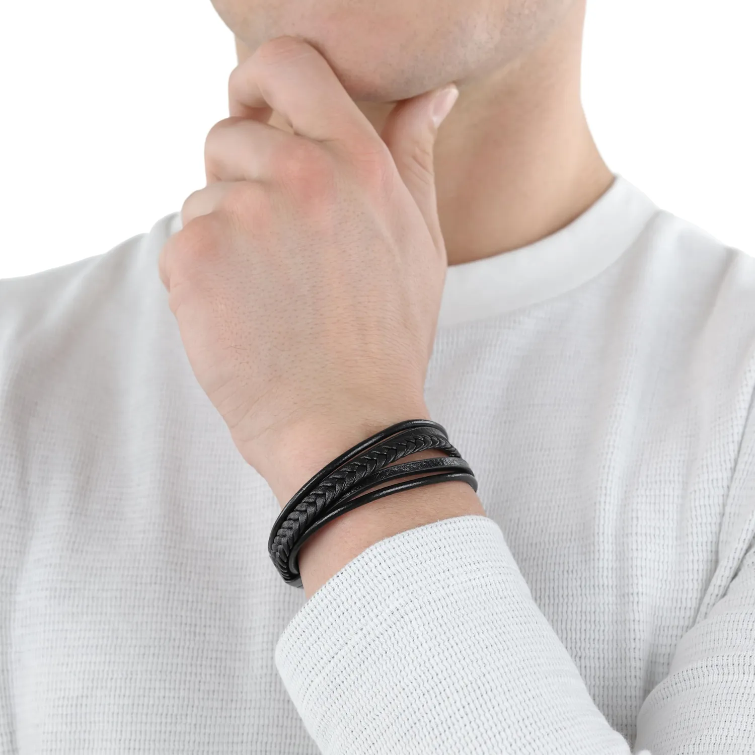 s.Oliver Bracelet Homme Cuir Acier Classique