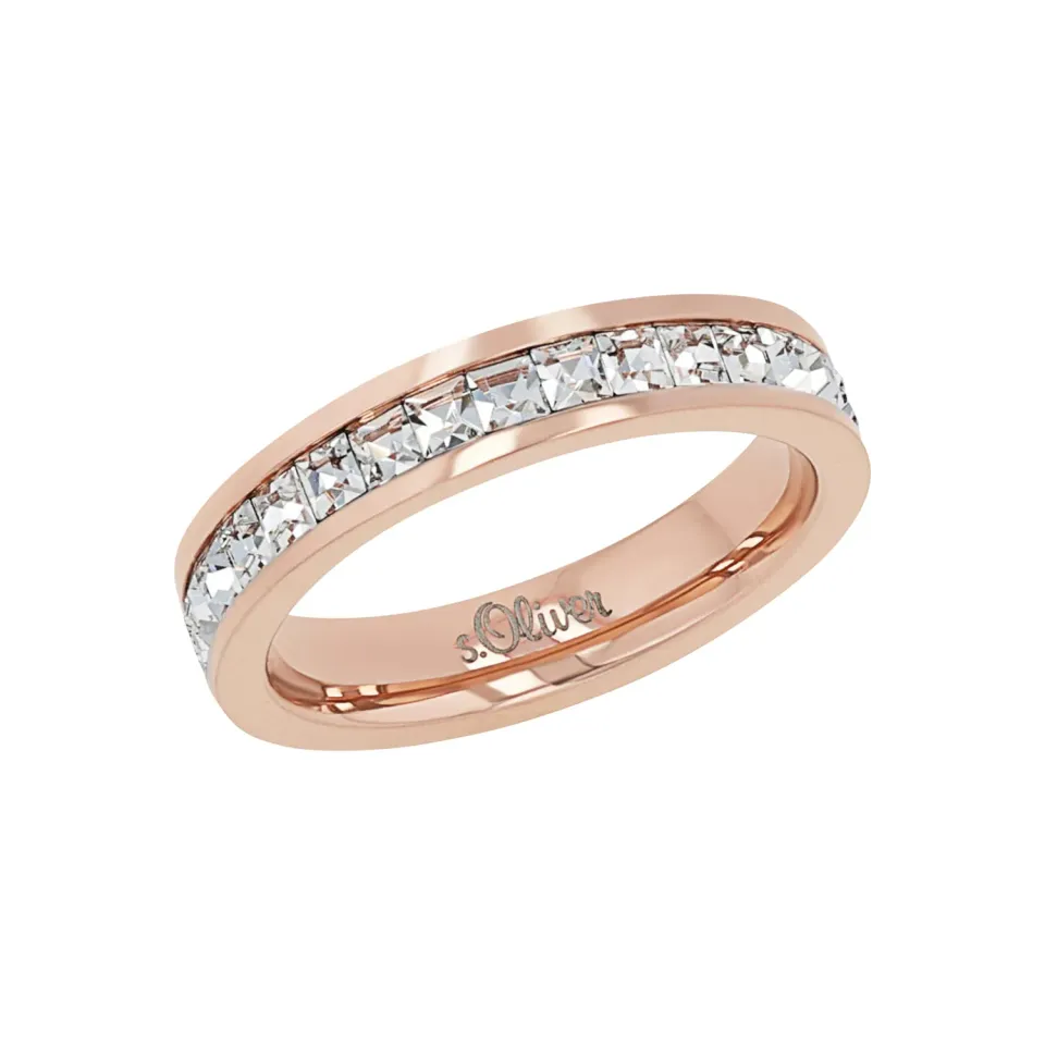 s.Oliver Bague Femme Acier Cristal Taille 52 Argentée