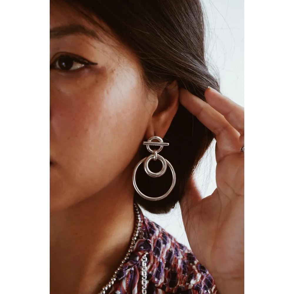 Secret de Cuir N°905 boucles d'oreilles bouée argenté