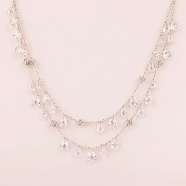 Ultima Edizione doppio filo zirconi drops collier double rang