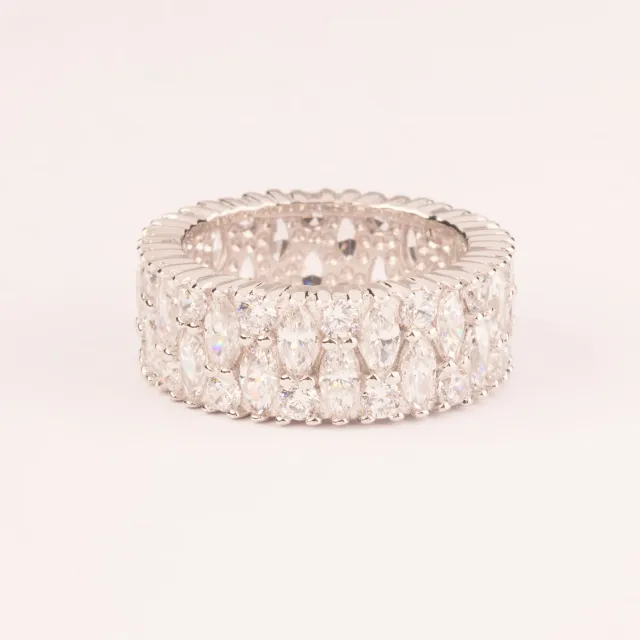 Ultima Edizione Fascia Marquise bague large zircons blancs
