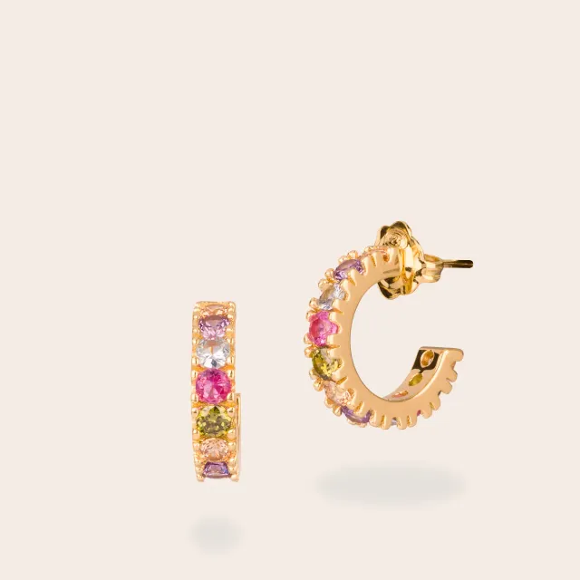 Ultima Edizione Mini pavé multicolore boucles d’oreilles créoles