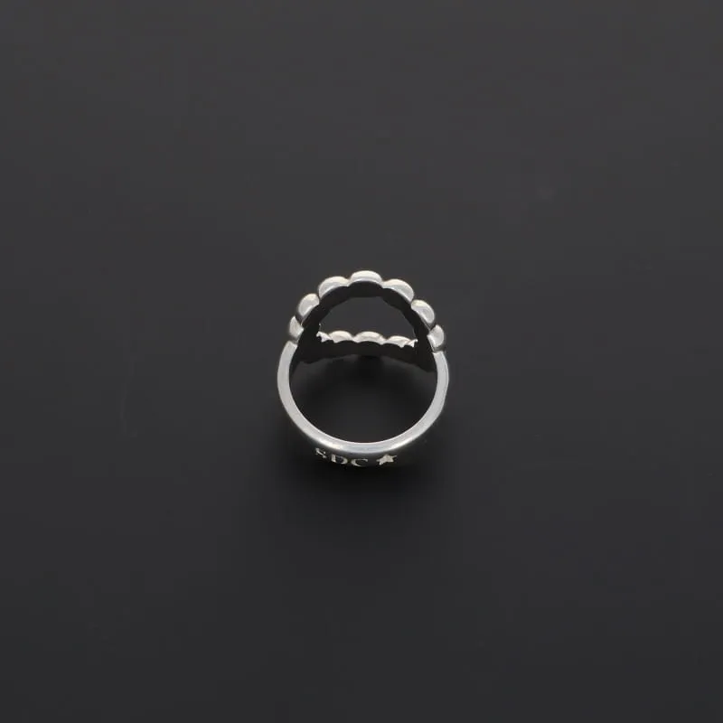 Secret de Cuir N°1102 perlée bague argentée