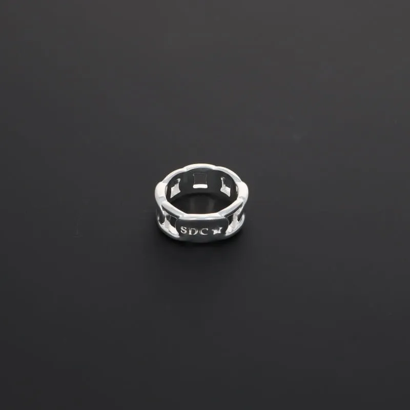 Secret de Cuir N°1004 bague maillons plaqué argent