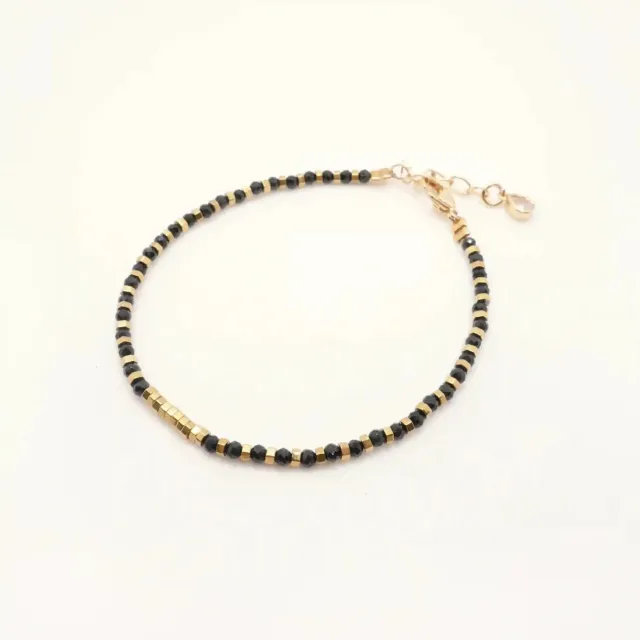 Cloralys Ebane bracelet agate noire 15 cm doré
