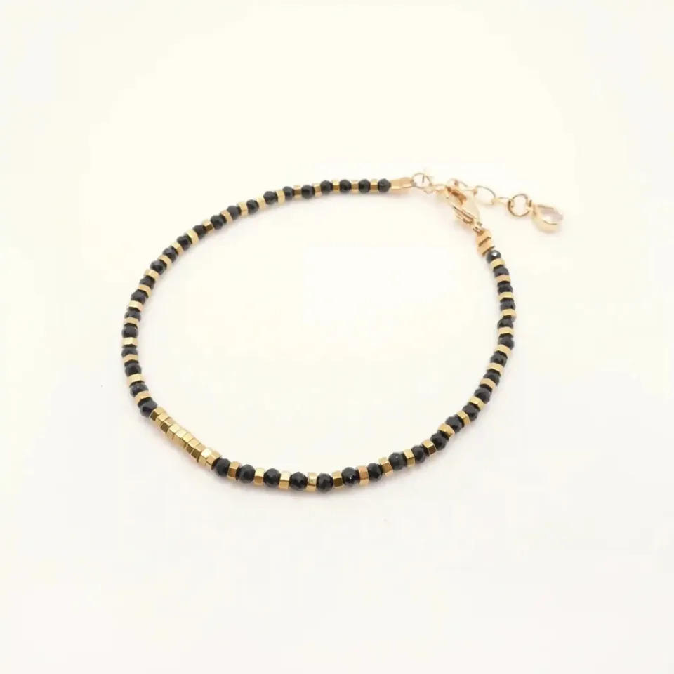 Cloralys Ebane bracelet agate noire 15 cm doré