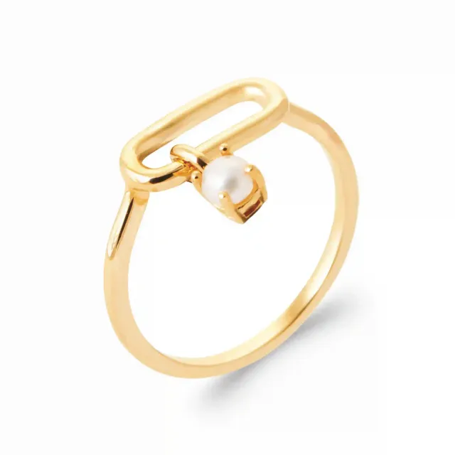 Oriana France bague breloque perle de culture plaqué or doré