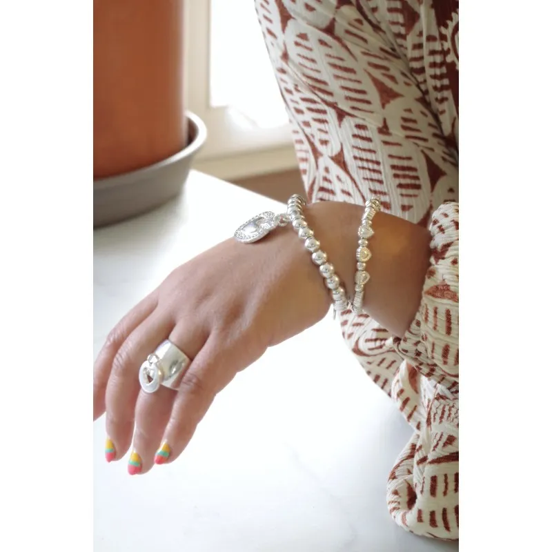 Secret de Cuir N°843 perles GM pack 10 bracelets argentés