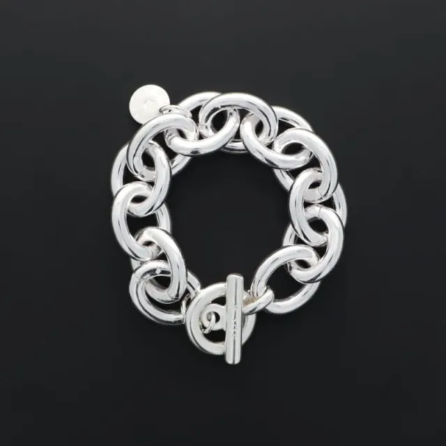 Secret de Cuir N°637 bracelet forçat XXL argenté