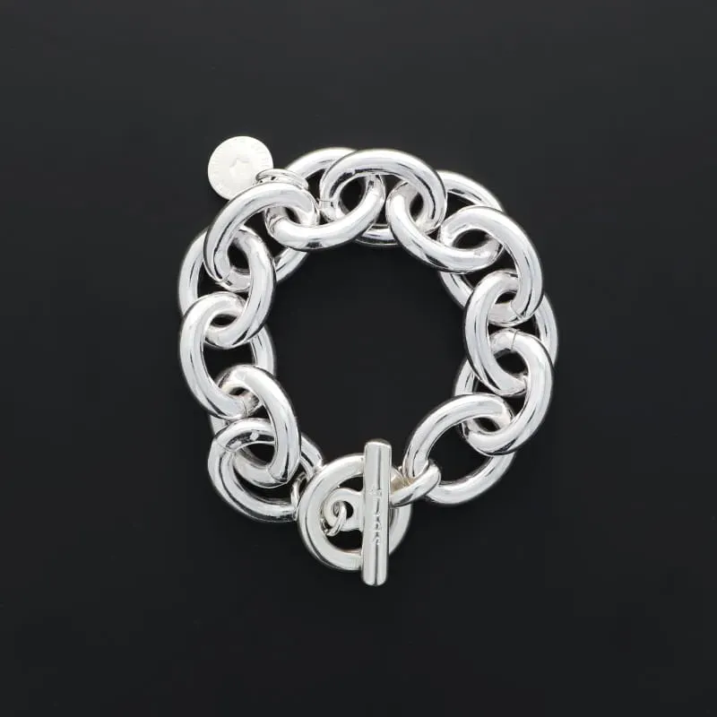 Secret de Cuir N°637 bracelet forçat XXL argenté