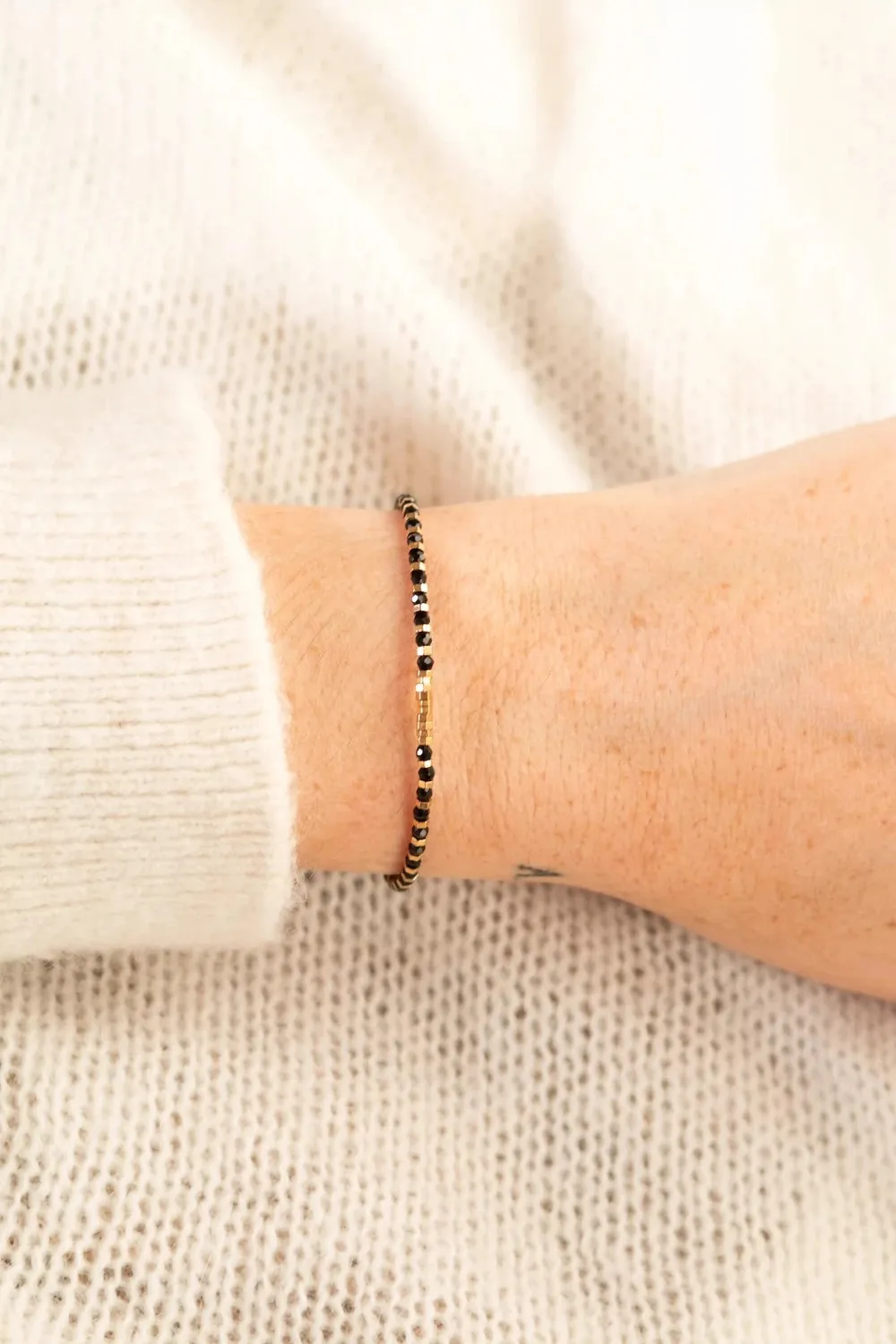 Cloralys Ebane bracelet agate noire 15 cm doré
