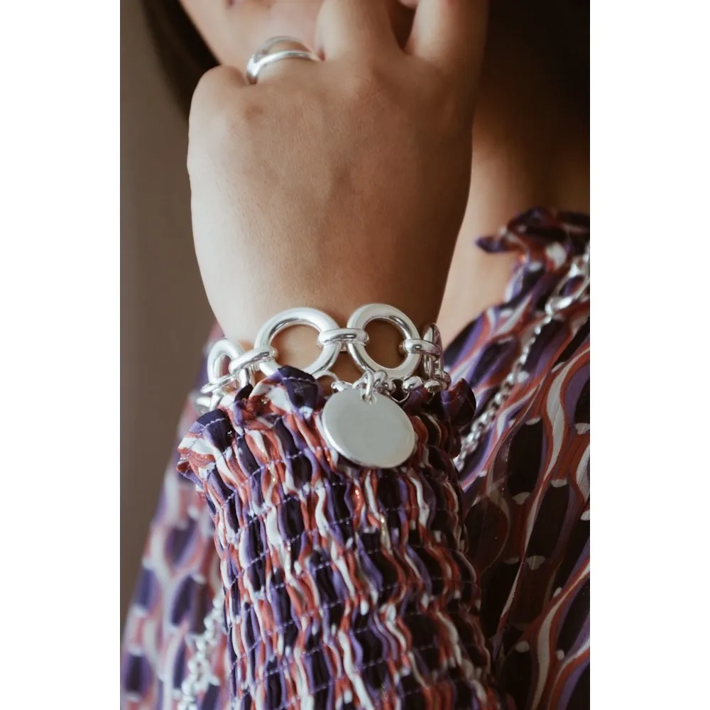 Secret de Cuir N°116 bracelet 7 bouées plaqué argent