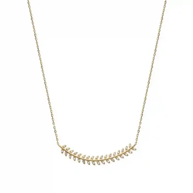 Oriana France laurier scintillant collier plaqué or zircon