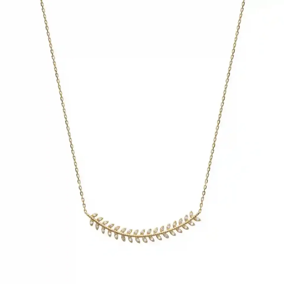 Oriana France laurier scintillant collier plaqué or zircon