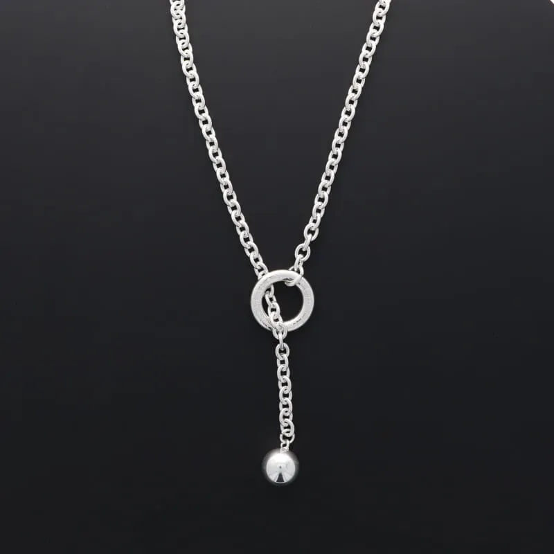 Secret de Cuir N°1431 boule collier coulissant plaqué argent