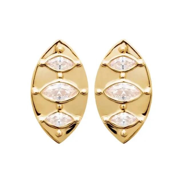 Oriana France clous losanges plaqué or 3 zircons marquise