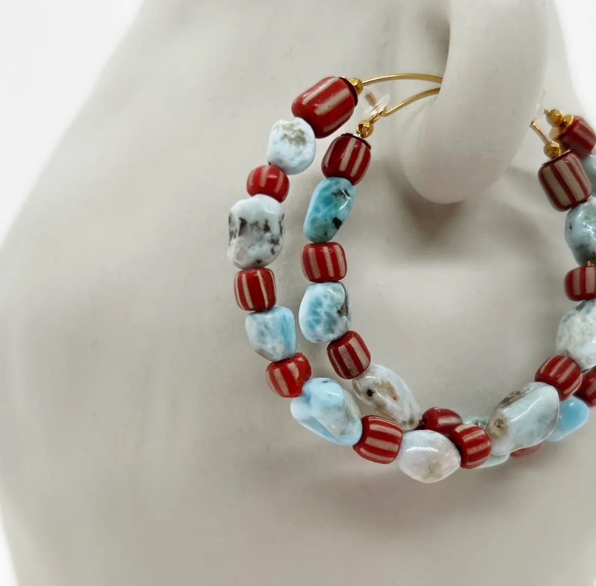Elise Tsikis Merida boucles d’oreilles larimar bleu 5 cm