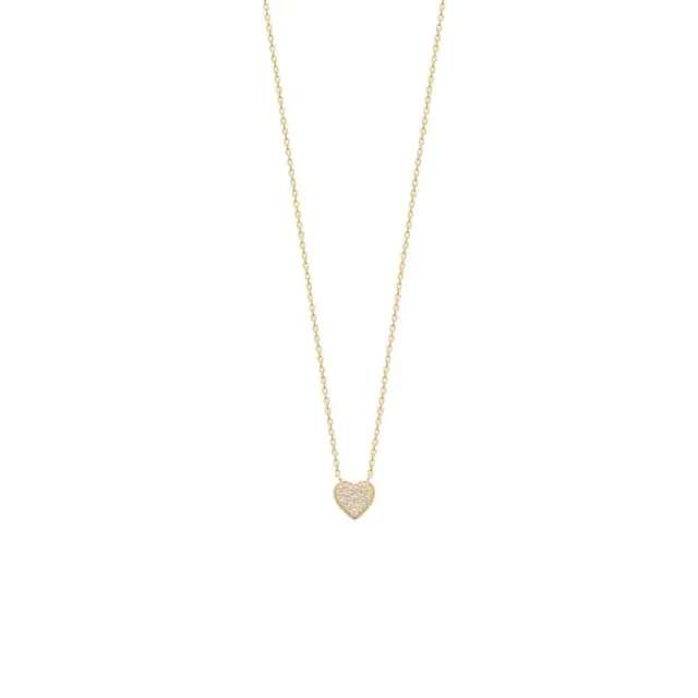 Oriana France cœur cristaux blancs collier plaqué or romantique