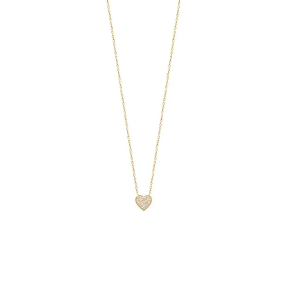 Oriana France cœur cristaux blancs collier plaqué or romantique
