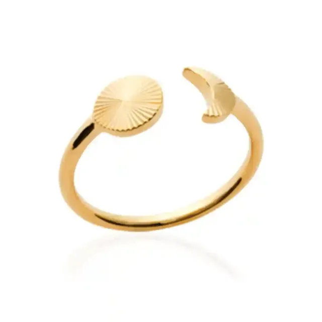 Oriana France bague soleil lune plaque or ajustable