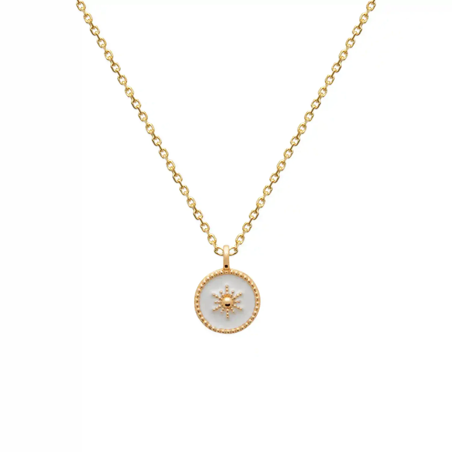 Oriana France soleil laque blanche pendentif plaqué or sans nickel