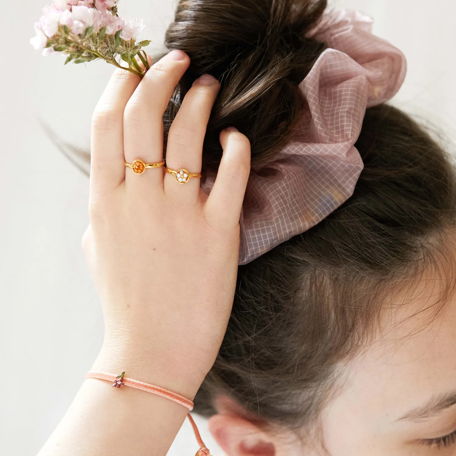 Elise Tsikis Sauge bracelet enfant velours rose
