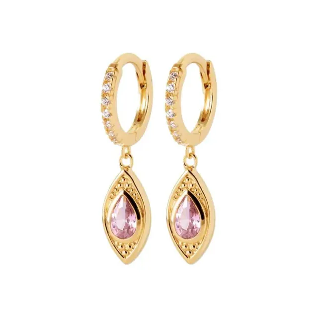 Oriana France dormeuses oeil quartz rose plaqué or