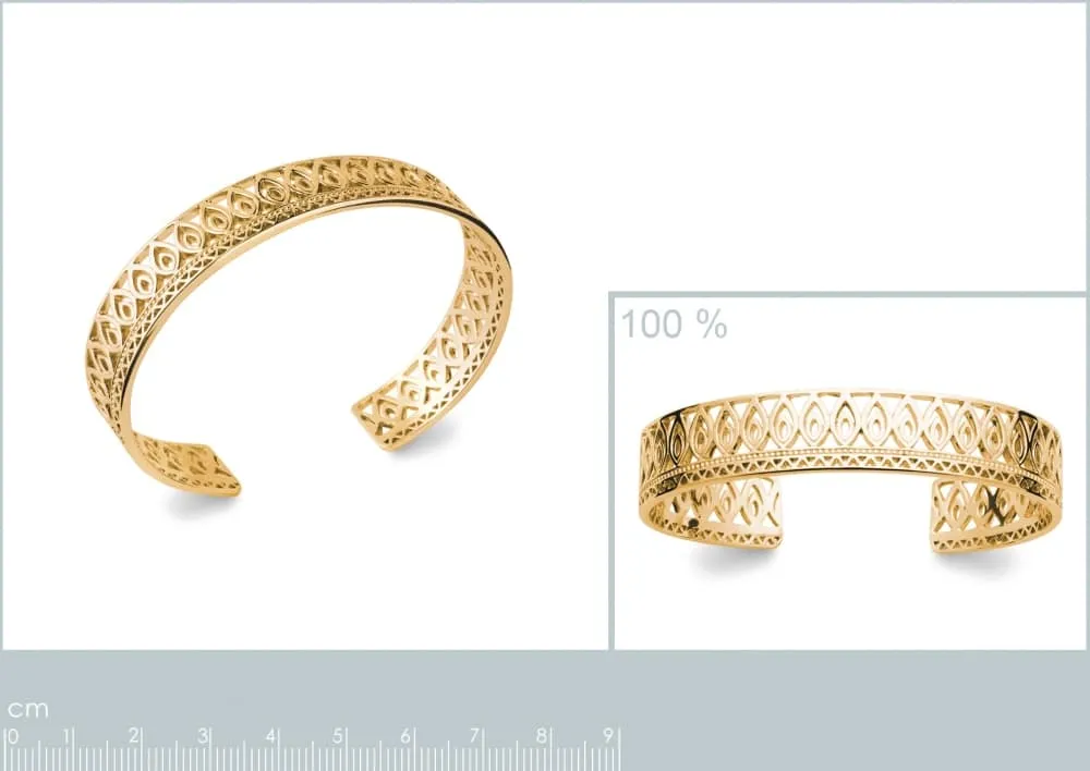 Oriana France Soleil bracelet jonc plaqué or aztèque