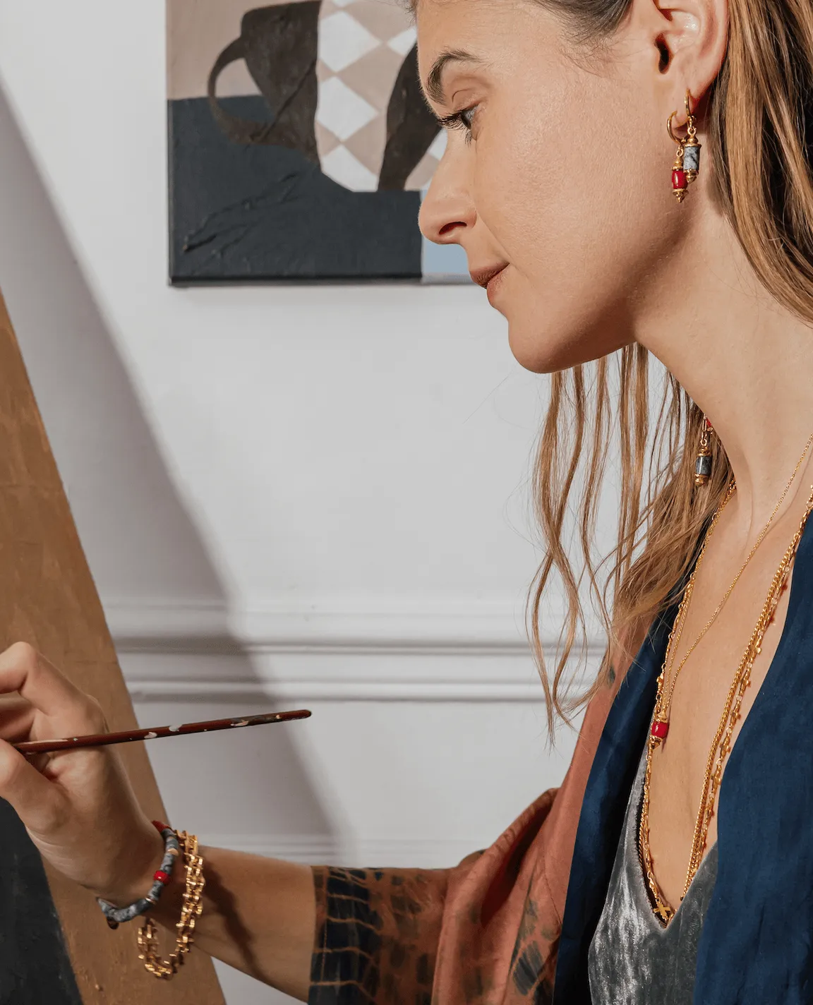 Elise Tsikis Lasta boucles vert doré