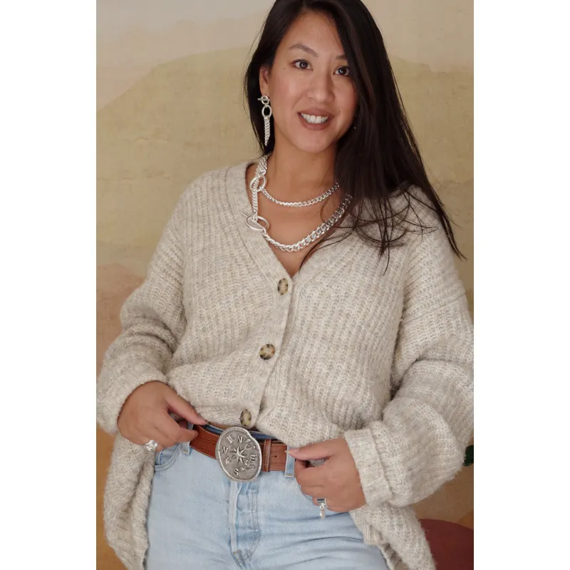 Secret de Cuir ceinture cuir boucle boussole marron